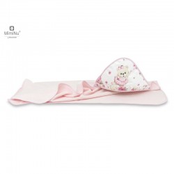 MimiNu - Prosop mare cu gluga si volanas Dimensiune 100x100 cm Din bumbac si thermo fleece Materiale certificate Oeko Tex Standa