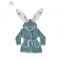 MimiNu - Halat de baie cu urechi 6 - 24 luni Moale Cu buzunare Cu cordon Din bumbac si thermo fleece Materiale certificate Oeko 