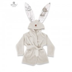 MimiNu - Halat de baie cu urechi 6 - 24 luni Moale Cu buzunare Cu cordon Din bumbac si thermo fleece Materiale certificate Oeko 