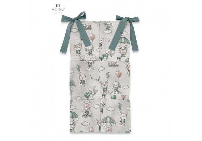 MimiNu - Organizator pentru patut Din bumbac certificat Oeko Tex Standard 100 Cu 6 compartimente Cu doua panglici 70x40 cm Parac