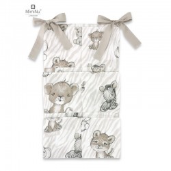 MimiNu - Organizator pentru patut Din bumbac certificat Oeko Tex Standard 100 Cu 6 compartimente Cu doua panglici 70x40 cm Safar