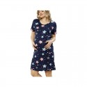 Qmini - Camasa de alaptat Din bumbac Cu nasturi Sleeping Stars Masura M