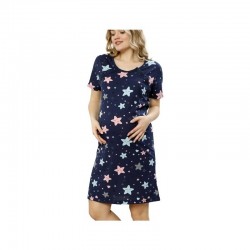 Qmini - Camasa de alaptat Din bumbac Cu nasturi Sleeping Stars Masura XL