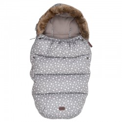 Sac de iarna pentru carucior Polar 100x55 cm Impermeabil Cu guler detasabil din blanita Cu interior din fleece FreeON Grey Dots