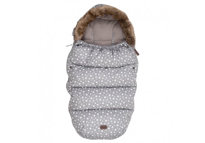 Sac de iarna pentru carucior Polar 100x55 cm Impermeabil Cu guler detasabil din blanita Cu interior din fleece FreeON Grey Dots