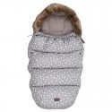 Sac de iarna pentru carucior Polar 100x55 cm Impermeabil Cu guler detasabil din blanita Cu interior din fleece FreeON Grey Dots