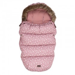 Sac de iarna pentru carucior Polar 100x55 cm Impermeabil Cu guler detasabil din blanita Cu fleece in interior FreeON Pink Dots