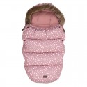 Sac de iarna pentru carucior Polar 100x55 cm Impermeabil Cu guler detasabil din blanita Cu fleece in interior FreeON Pink Dots
