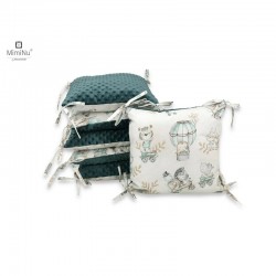 MimiNu - Aparatoare cu 6 pernute modulare Cu doua fete Cu fermoar Cu husa detasabila si lavabila Pentru patut 120X60 cm Din bumb