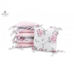 MimiNu - Aparatoare cu 6 pernute modulare Cu doua fete Cu fermoar Cu husa detasabila si lavabila Pentru patut 120X60 cm Din bumb