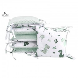 MimiNu - Aparatoare cu 6 pernute modulare Cu doua fete Cu fermoar Cu husa detasabila si lavabila Pentru patut 120X60 cm Din bumb