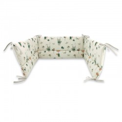 Qmini - Aparatoare pentru patut 140X70 cm Din bumbac certificat Oeko Tex Standard 100 210X30 cm Cu panglici Fox and Rabbit Beige