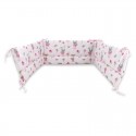 Qmini - Aparatoare pentru patut 140X70 cm Din bumbac certificat Oeko Tex Standard 100 210X30 cm Cu panglici Fox and Rabbit Pink