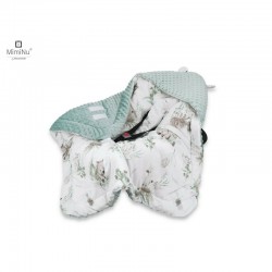 MimiNu - Paturica calduroasa de infasat pentru scoica scaun auto/carucior Cu gluga si urechi Cu prindere pe baza de velcro Dimen