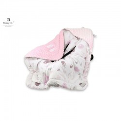 MimiNu - Paturica calduroasa de infasat pentru scoica scaun auto/carucior Cu gluga si urechi Cu sistem de prindere pe baza de ve