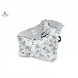 MimiNu - Paturica calduroasa de infasat pentru scoica scaun auto/carucior Cu gluga si urechi Cu sistem de prindere pe baza de ve