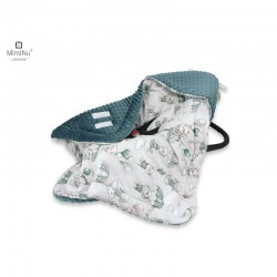 MimiNu - Paturica calduroasa de infasat pentru scoica scaun auto/carucior Cu gluga si urechi Cu prindere pe baza de velcro Dimen