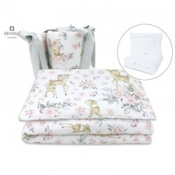 MimiNu - Set lenjerie patut 5 piese Cu pilota si perna Din bumbac certificat Oeko Tex Standard 100 Pentru patut 120x60 cm Sweet 
