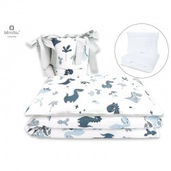 MimiNu - Set lenjerie patut 5 piese Cu pilota si perna Din bumbac certificat Oeko Tex Standard 100 Pentru patut 120x60 cm Dino G