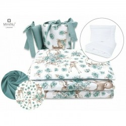 MimiNu - Set lenjerie patut 5 piese Cu pilota si perna Din bumbac certificat Oeko Tex Standard 100 Pentru patut 120x60 cm Sweet 