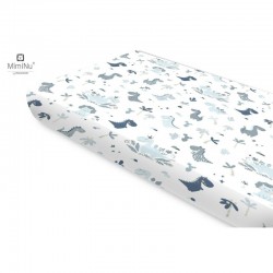 MimiNu - Cearceaf cu elastic Din bumbac certificat Oeko Tex Standard 100 Pentru pat 160x80 cm Dino Granat