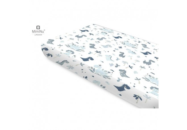 MimiNu - Cearceaf cu elastic Din bumbac certificat Oeko Tex Standard 100 Pentru pat 160x80 cm Dino Granat