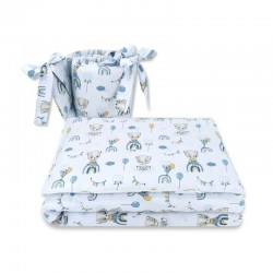 Qmini - Lenjerie patut 3 piese Cu protectie laterala Din bumbac certificat Oeko Tex Standard 100 Pentru patut 120x60 cm Teddy Be