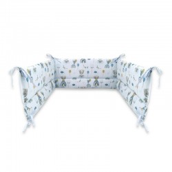 Qmini - Aparatoare pentru patut 120x60 cm Din bumbac certificat Oeko Tex Standard 100 180x30 cm Cu panglici Teddy Bears on Rainb
