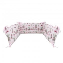 Qmini - Aparatoare pentru patut 120x60 cm Din bumbac certificat Oeko Tex Standard 100 180x30 cm Cu panglici Teddy Bears on Rainb