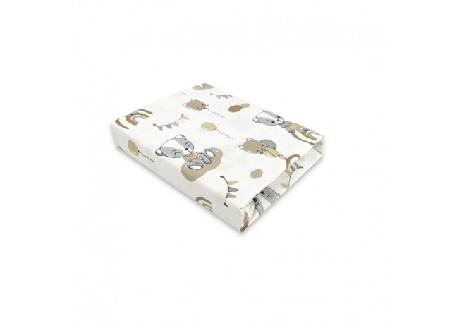 Qmini - Cearceaf cu elastic pentru patut 140X70 cm Din bumbac certificat Oeko Tex Standard 100 Teddy Bears on Rainbow Beige