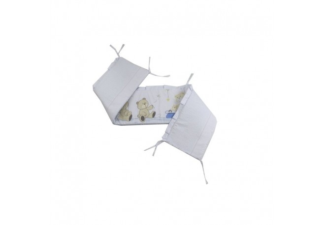Babyneeds - Aparatoare laterala pentru patut 120x60 cm Cu umplutura antialergica Dimensiune 180 x 32 cm Teddy Play Blue M1