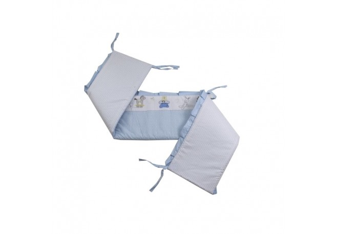 Babyneeds - Aparatoare laterala pentru patut 120x60 cm Cu umplutura antialergica Dimensiune 180 x 32 cm Teddy Play Blue M2