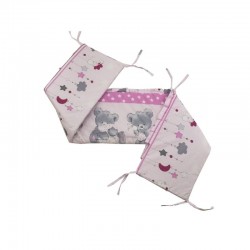 Babyneeds - Aparatoare laterala pentru patut 120x60 cm Cu umplutura antialergica Dimensiune 180 x 32 cm Teddy Hug Roz M2
