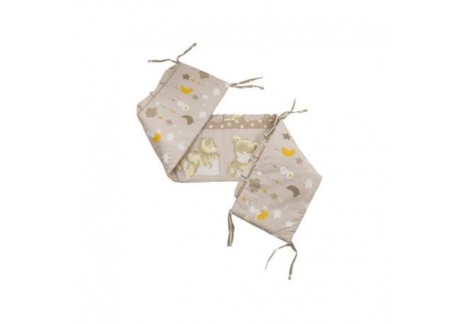 Babyneeds - Aparatoare laterala pentru patut 120x60 cm Cu umplutura antialergica Dimensiune 180 x 32 cm Teddy Hug Maro M2