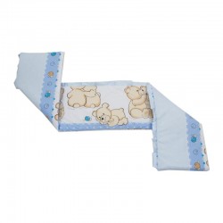 Babyneeds - Aparatoare laterala pentru patut 120x60 cm Cu umplutura antialergica Dimensiune 180 x 32 cm Teddy Friends Albastru M