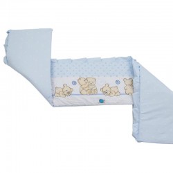 Babyneeds - Aparatoare laterala pentru patut 120x60 cm Cu umplutura antialergica Dimensiune 180 x 32 cm Teddy Friends Albastru M
