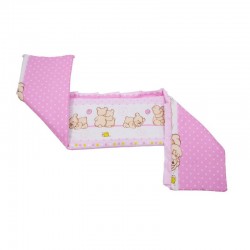 Babyneeds - Aparatoare laterala pentru patut 120x60 cm Cu umplutura antialergica Dimensiune 180 x 32 cm Teddy Friends Roz M2