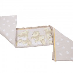 Babyneeds - Aparatoare laterala pentru patut 120x60 cm Cu umplutura antialergica Dimensiune 180 x 32 cm Teddy Hug Maro M1