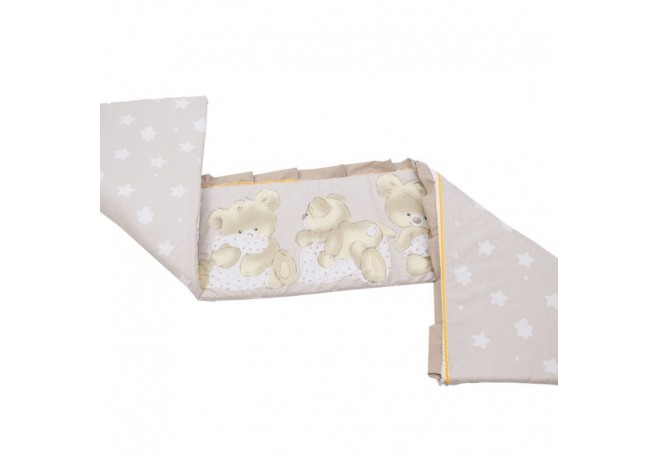 Babyneeds - Aparatoare laterala pentru patut 120x60 cm Cu umplutura antialergica Dimensiune 180 x 32 cm Teddy Hug Maro M1