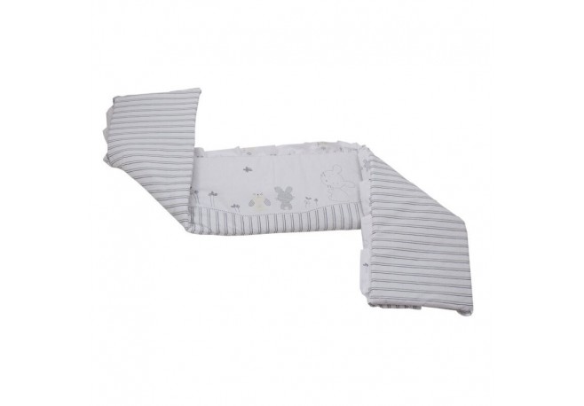 Babyneeds - Aparatoare laterala pentru patut 120x60 cm Cu umplutura antialergica Dimensiune 180 x 32 cm Bunny Alb