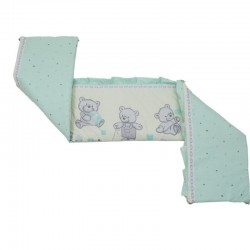 Babyneeds - Aparatoare laterala pentru patut 120x60 cm Cu umplutura antialergica Dimensiune 180 x 32 cm Teddy Toys Turquoise M1