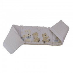 Babyneeds - Aparatoare laterala pentru patut 120x60 cm Cu umplutura antialergica Dimensiune 180 x 32 cm Teddy Play Bej M1