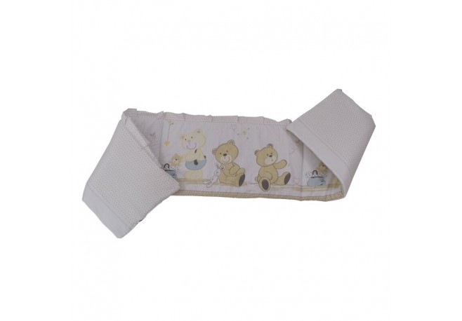 Babyneeds - Aparatoare laterala pentru patut 120x60 cm Cu umplutura antialergica Dimensiune 180 x 32 cm Teddy Play Bej M1