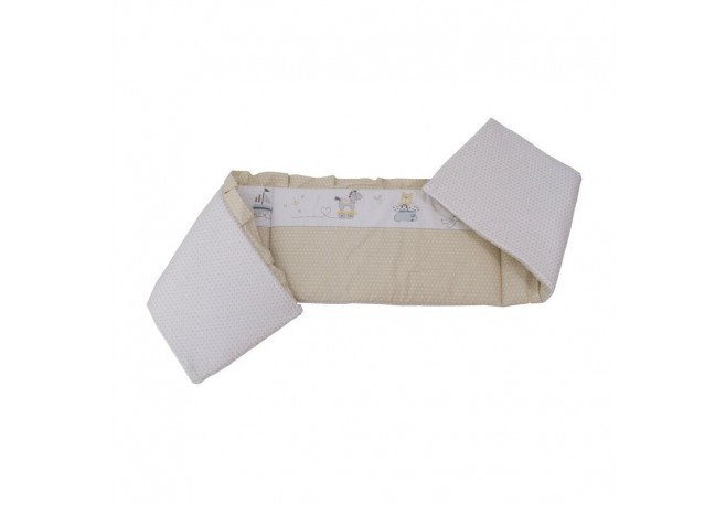Babyneeds - Aparatoare laterala pentru patut 120x60 cm Cu umplutura antialergica Dimensiune 180 x 32 cm Teddy Play Bej M2