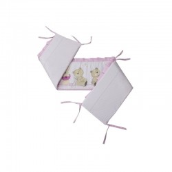 Babyneeds - Aparatoare laterala pentru patut 120x60 cm Cu umplutura antialergica Dimensiune 180 x 32 cm Teddy Play Pink M1