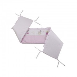Babyneeds - Aparatoare laterala pentru patut 120x60 cm Cu umplutura antialergica Dimensiune 180 x 32 cm Teddy Play Pink M2