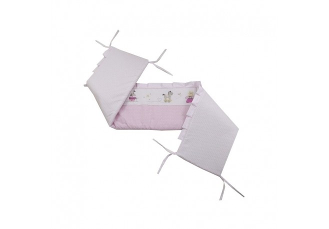 Babyneeds - Aparatoare laterala pentru patut 120x60 cm Cu umplutura antialergica Dimensiune 180 x 32 cm Teddy Play Pink M2