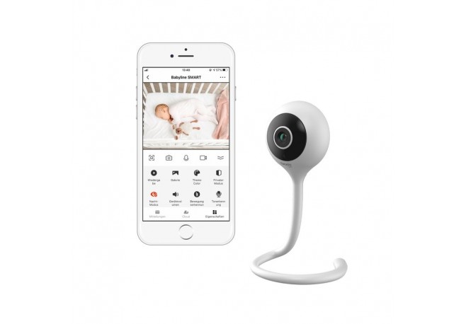 Lionelo - Video monitor Babyline Smart cu cablu USB Conexiune Wifi Comunicare bidirectionala Senzor de temperatura Alb