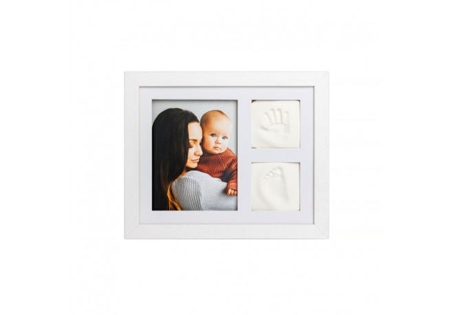 Baby HandPrint - Kit mulaj cu dubla amprenta Tiny Memories Frame Cu rama foto 10x15 cm Non-toxic Conform cu standardul european 