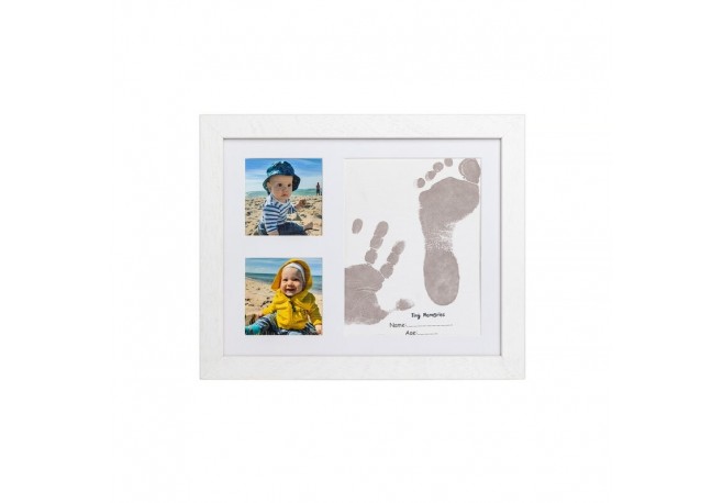 Baby HandPrint - Kit amprente mulaj cu cerneala gri Pentru manuta si piciorus Tiny Memories Frame 10x15 cm Non-toxic Conform cu 